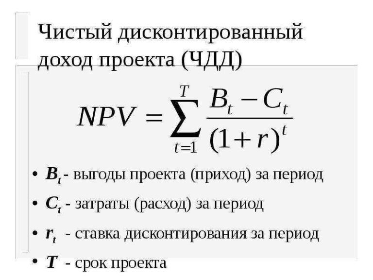 Чистая приведенная стоимость бизнес плана