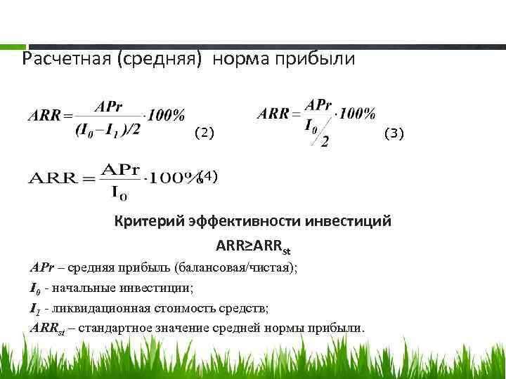 Средняя расчетная прибыль